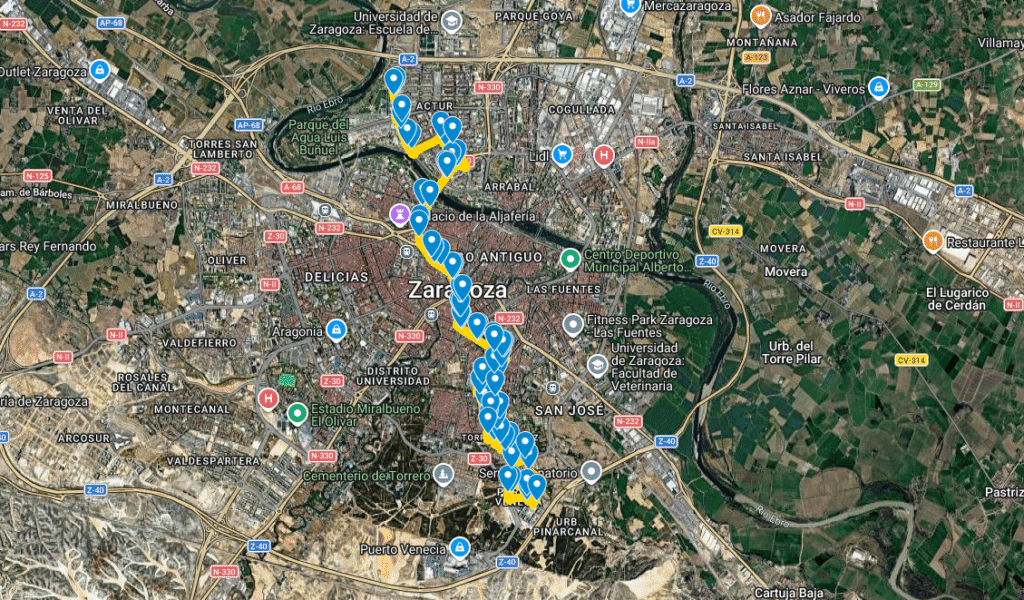 Plano de la línea 23 de Avanza Zaragoza